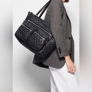 NWOT MZ Wallace Crosby black traveler carry on shoulder bag w/detachable straps